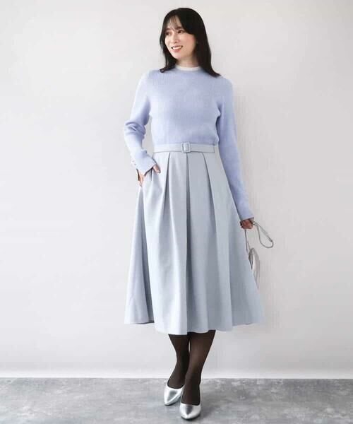 OFUON / オフオン ロング・マキシ丈スカート | タックフレアースカート/洗える | 詳細7