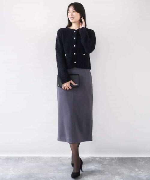OFUON / オフオン カーディガン・ボレロ | ラメ入りツイードニットジャケット/洗える/WEB限定サイズあり | 詳細1