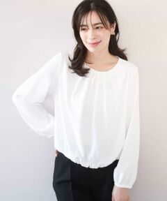 OFUON / オフオン シャツ・ブラウス | タックデザインジョーゼットブラウス(長袖)/UVカット/接触冷感/洗える