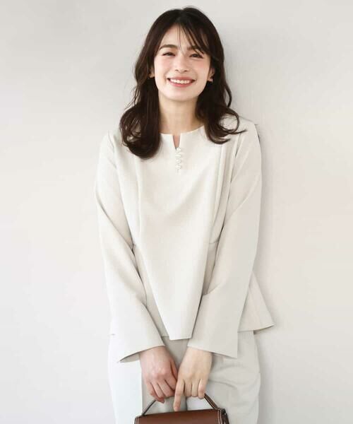 OFUON / オフオン シャツ・ブラウス | ダブルクロス ペプラムブラウス/洗える/WEB限定サイズあり | 詳細20