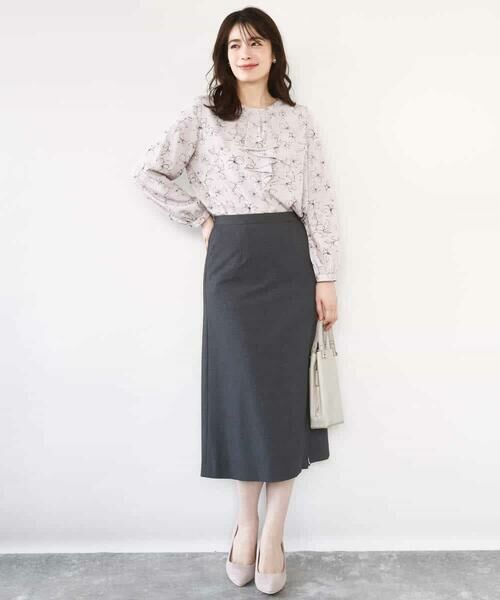 OFUON / オフオン シャツ・ブラウス | ラインフラワーボウタイ風ブラウス/洗える | 詳細10