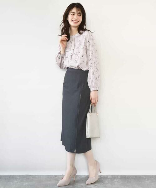 OFUON / オフオン シャツ・ブラウス | ラインフラワーボウタイ風ブラウス/洗える | 詳細11