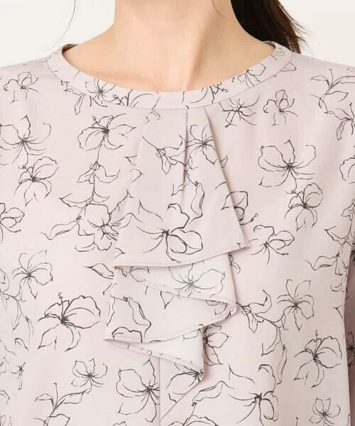 OFUON / オフオン シャツ・ブラウス | ラインフラワーボウタイ風ブラウス/洗える | 詳細18