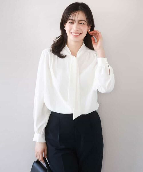 OFUON / オフオン シャツ・ブラウス | スムースジョーゼットボウブラウス/洗える/WEB限定サイズあり | 詳細1