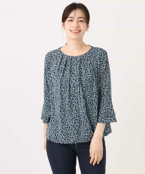 OFUON / オフオン シャツ・ブラウス | カリグラフィープリント フレアー袖ジャージブラウス/洗える/WEB限定サイズあり | 詳細19