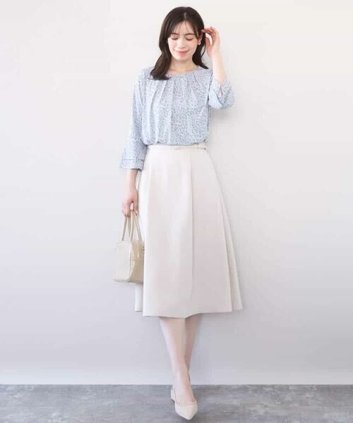 OFUON / オフオン シャツ・ブラウス | カリグラフィープリント フレアー袖ジャージブラウス/洗える/WEB限定サイズあり | 詳細2