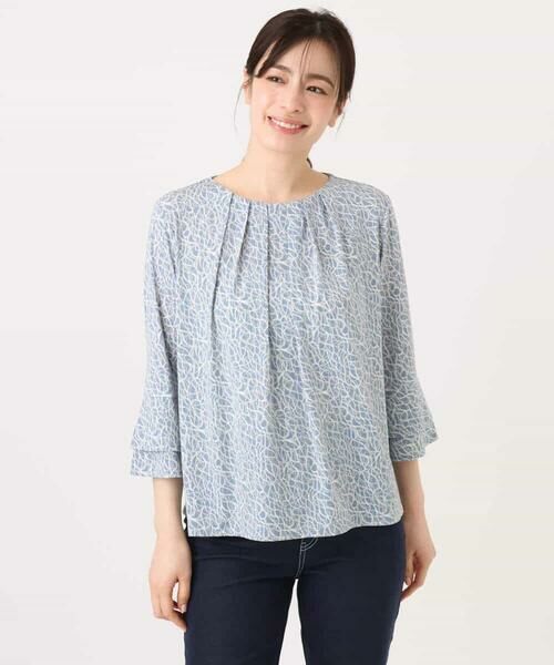 OFUON / オフオン シャツ・ブラウス | カリグラフィープリント フレアー袖ジャージブラウス/洗える/WEB限定サイズあり | 詳細26