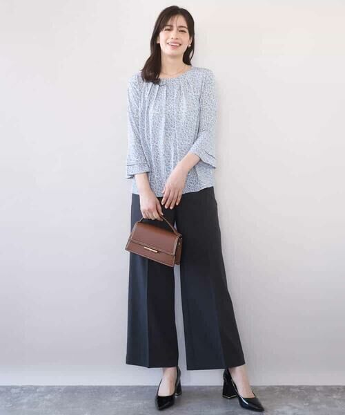 OFUON / オフオン シャツ・ブラウス | カリグラフィープリント フレアー袖ジャージブラウス/洗える/WEB限定サイズあり | 詳細6