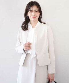 OFUON / オフオン ノーカラージャケット | [セットアップ対応]ライトラブルクロス カラーレスジャケット/洗える/WEB限定サイズあり