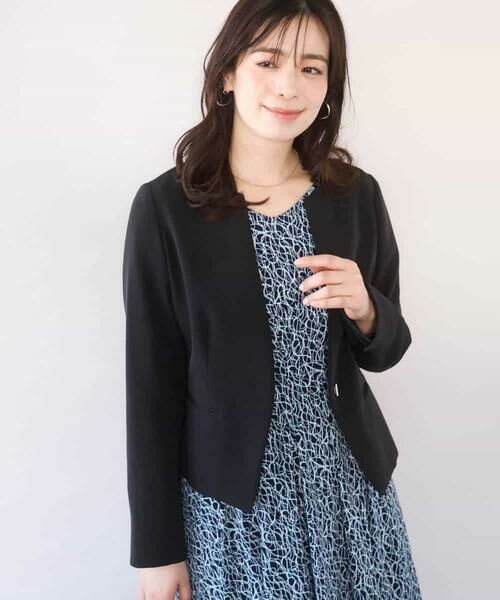 OFUON / オフオン ノーカラージャケット | [セットアップ対応]ライトラブルクロス カラーレスジャケット/洗える/WEB限定サイズあり | 詳細1