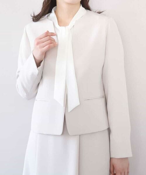 OFUON / オフオン ノーカラージャケット | [セットアップ対応]ライトラブルクロス カラーレスジャケット/洗える/WEB限定サイズあり | 詳細12