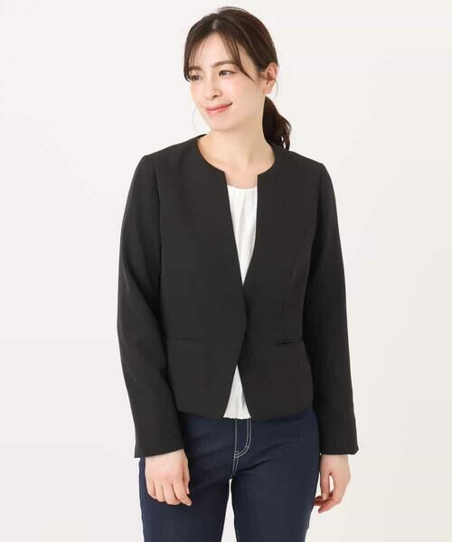 OFUON / オフオン ノーカラージャケット | [セットアップ対応]ライトラブルクロス カラーレスジャケット/洗える/WEB限定サイズあり | 詳細26