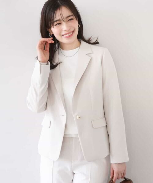 OFUON / オフオン テーラードジャケット | [セットアップ対応]ライトラブルクロス テーラードジャケット/洗える/WEB限定サイズあり（ベージュ）