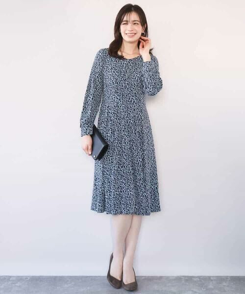 OFUON / オフオン ロング・マキシ丈ワンピース | カリグラフィープリント ジャージワンピース/洗える/WEB限定サイズあり | 詳細8