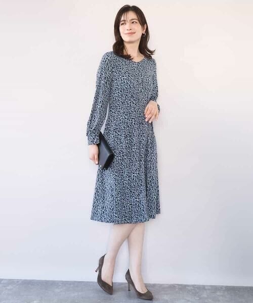 OFUON / オフオン ロング・マキシ丈ワンピース | カリグラフィープリント ジャージワンピース/洗える/WEB限定サイズあり | 詳細9