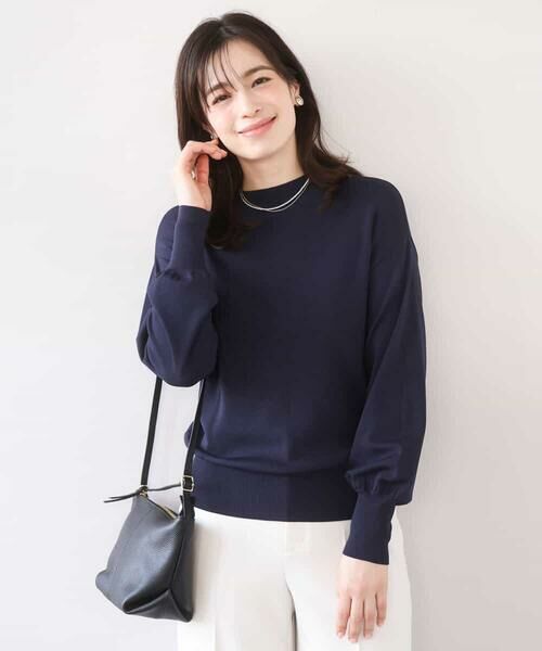 OFUON / オフオン ニット・セーター | ハイネックハイゲージニット/UVカット/洗える/WEB限定サイズあり（ネイビー）