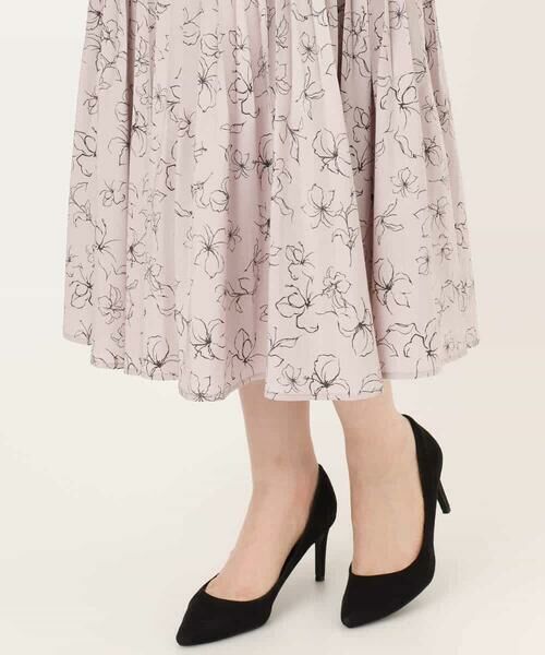 OFUON / オフオン ロング・マキシ丈スカート | ラインフラワープリーツスカート/洗える/WEB限定サイズあり | 詳細12
