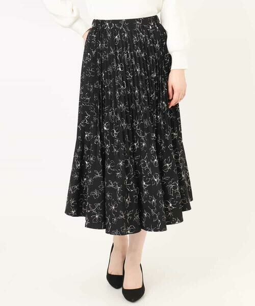 OFUON / オフオン ロング・マキシ丈スカート | ラインフラワープリーツスカート/洗える/WEB限定サイズあり | 詳細14