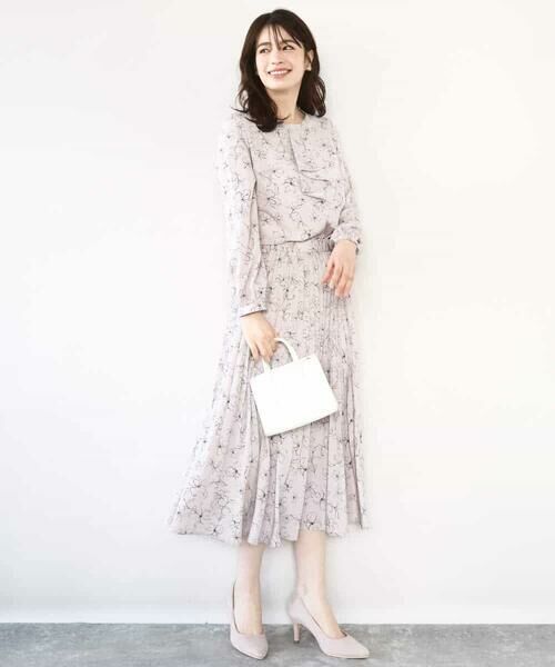 OFUON / オフオン ロング・マキシ丈スカート | ラインフラワープリーツスカート/洗える/WEB限定サイズあり | 詳細6