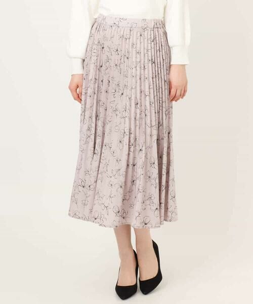 OFUON / オフオン ロング・マキシ丈スカート | ラインフラワープリーツスカート/洗える/WEB限定サイズあり | 詳細7