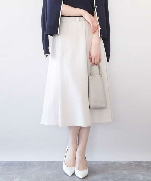 OFUON / オフオン ロング・マキシ丈スカート | [セットアップ対応]ライトラブルクロス ウエストタックスカート/洗える/WEB限定サイズあり（ベージュ）