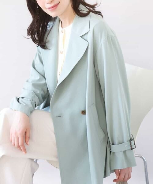 OFUON / オフオン トレンチコート | ショート丈ツイルトレンチコート/洗える/WEB限定サイズあり（ミント）