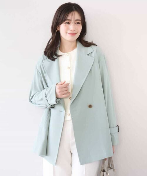 OFUON / オフオン トレンチコート | ショート丈ツイルトレンチコート/洗える/WEB限定サイズあり | 詳細1