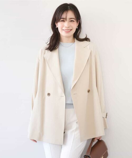 OFUON / オフオン トレンチコート | ショート丈ツイルトレンチコート/洗える/WEB限定サイズあり（ベージュ）