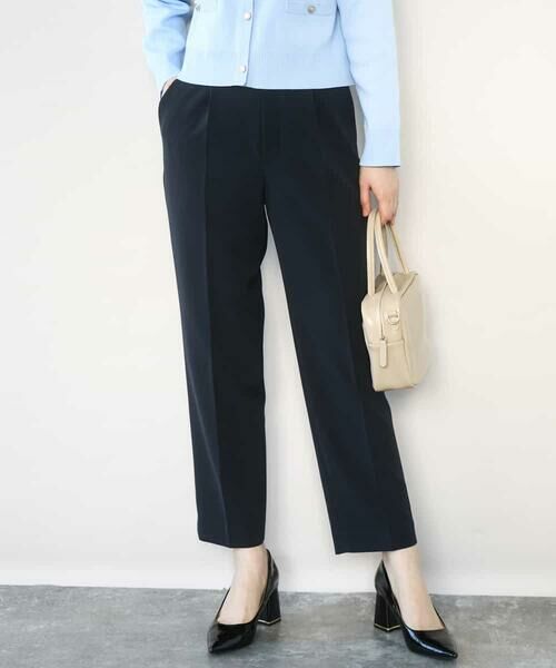 OFUON / オフオン チノ・ワークパンツ | ダブルクロス テーパードパンツ/洗える(ネイビー)