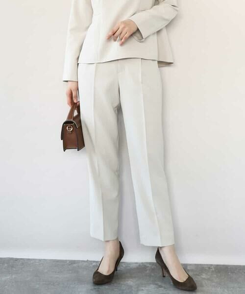 OFUON / オフオン チノ・ワークパンツ | ダブルクロス テーパードパンツ/洗える(ベージュ)