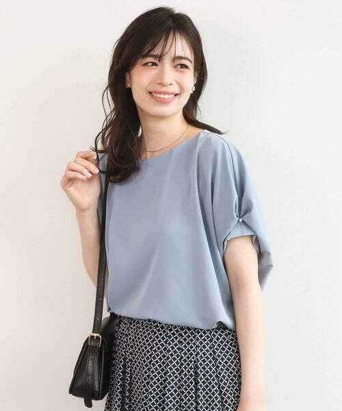 OFUON / オフオン シャツ・ブラウス | ストレッチパール調タックブラウス/UVカット/接触冷感/洗濯機で洗える/WEB限定サイズあり | 詳細1