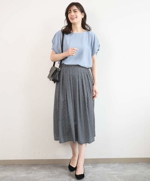 OFUON / オフオン シャツ・ブラウス | ストレッチパール調タックブラウス/UVカット/接触冷感/洗濯機で洗える/WEB限定サイズあり | 詳細3