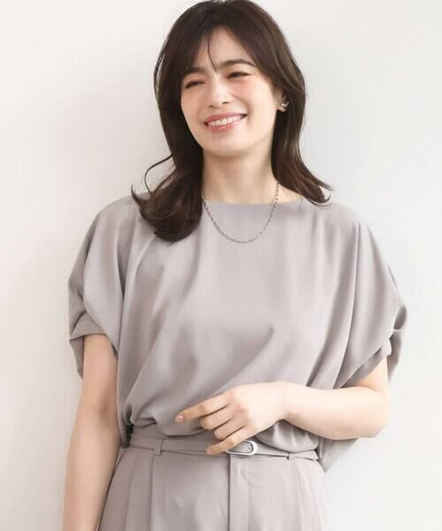 OFUON / オフオン シャツ・ブラウス | ストレッチパール調タックブラウス/UVカット/接触冷感/洗濯機で洗える/WEB限定サイズあり | 詳細9