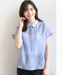 OFUON / オフオン シャツ・ブラウス | メタル釦シアーフレンチスリーブブラウス/接触冷感/洗える/WEB限定サイズあり