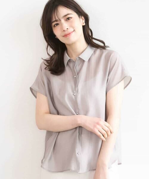 OFUON / オフオン シャツ・ブラウス | メタル釦シアーフレンチスリーブブラウス/接触冷感/洗える/WEB限定サイズあり | 詳細1