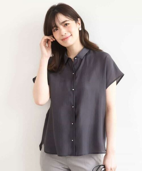 OFUON / オフオン シャツ・ブラウス | メタル釦シアーフレンチスリーブブラウス/接触冷感/洗える/WEB限定サイズあり | 詳細12