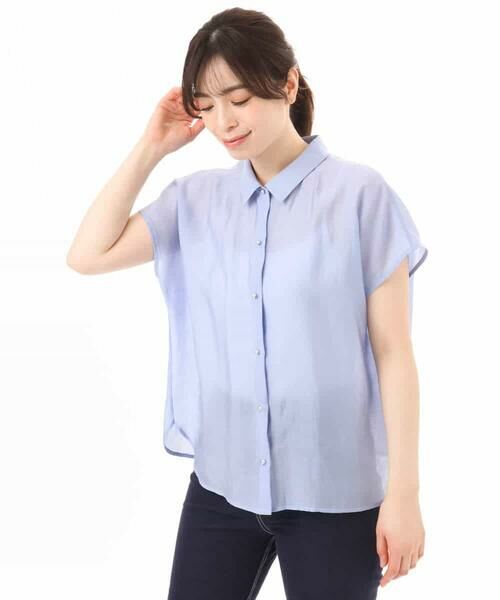 OFUON / オフオン シャツ・ブラウス | メタル釦シアーフレンチスリーブブラウス/接触冷感/洗える/WEB限定サイズあり | 詳細16