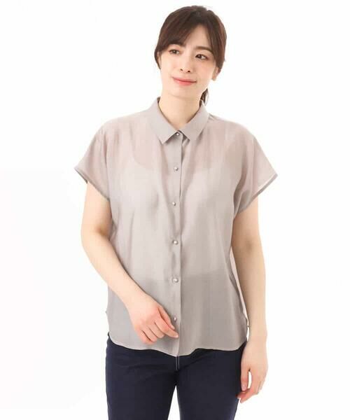 OFUON / オフオン シャツ・ブラウス | メタル釦シアーフレンチスリーブブラウス/接触冷感/洗える/WEB限定サイズあり | 詳細24
