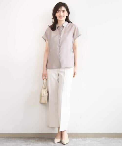 OFUON / オフオン シャツ・ブラウス | メタル釦シアーフレンチスリーブブラウス/接触冷感/洗える/WEB限定サイズあり | 詳細3