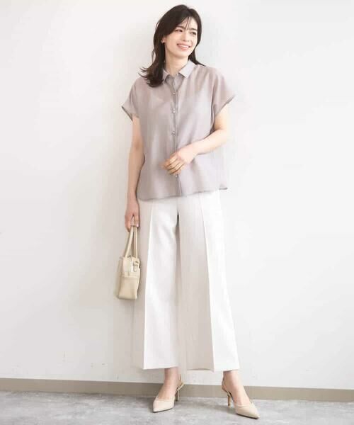 OFUON / オフオン シャツ・ブラウス | メタル釦シアーフレンチスリーブブラウス/接触冷感/洗える/WEB限定サイズあり | 詳細4