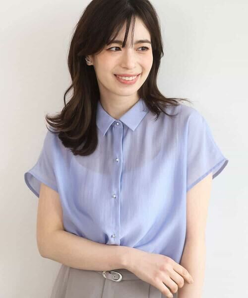 OFUON / オフオン シャツ・ブラウス | メタル釦シアーフレンチスリーブブラウス/接触冷感/洗える/WEB限定サイズあり | 詳細5