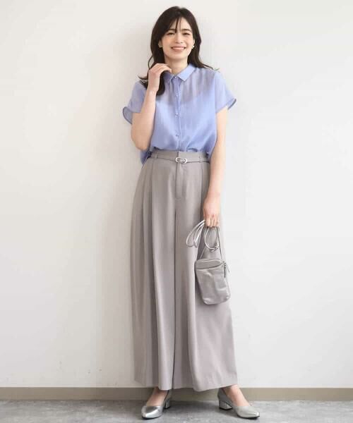 OFUON / オフオン シャツ・ブラウス | メタル釦シアーフレンチスリーブブラウス/接触冷感/洗える/WEB限定サイズあり | 詳細6