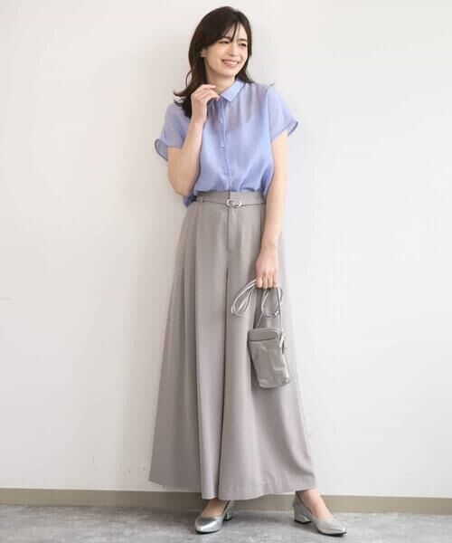 OFUON / オフオン シャツ・ブラウス | メタル釦シアーフレンチスリーブブラウス/接触冷感/洗える/WEB限定サイズあり | 詳細7