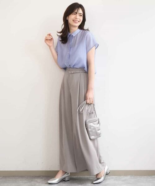 OFUON / オフオン シャツ・ブラウス | メタル釦シアーフレンチスリーブブラウス/接触冷感/洗える/WEB限定サイズあり | 詳細8