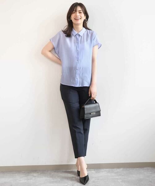 OFUON / オフオン シャツ・ブラウス | メタル釦シアーフレンチスリーブブラウス/接触冷感/洗える/WEB限定サイズあり | 詳細9