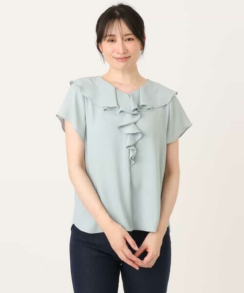 OFUON / オフオン シャツ・ブラウス | フロントフリルVネックブラウス/UVカット/接触冷感/速乾性/洗濯機で洗える/WEB限定サイズあり | 詳細13