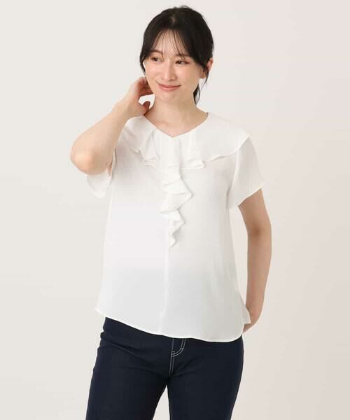 OFUON / オフオン シャツ・ブラウス | フロントフリルVネックブラウス/UVカット/接触冷感/速乾性/洗濯機で洗える/WEB限定サイズあり | 詳細21
