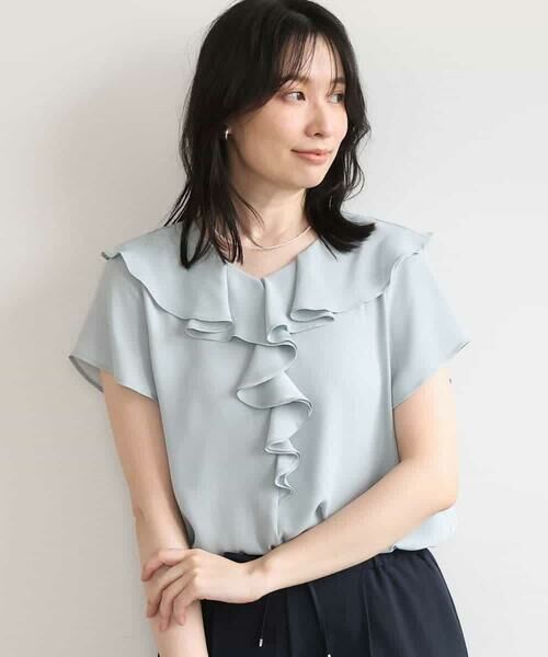 OFUON / オフオン シャツ・ブラウス | フロントフリルVネックブラウス/UVカット/接触冷感/速乾性/洗濯機で洗える/WEB限定サイズあり | 詳細7