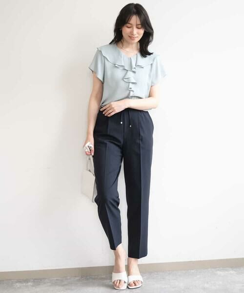 OFUON / オフオン シャツ・ブラウス | フロントフリルVネックブラウス/UVカット/接触冷感/速乾性/洗濯機で洗える/WEB限定サイズあり | 詳細8