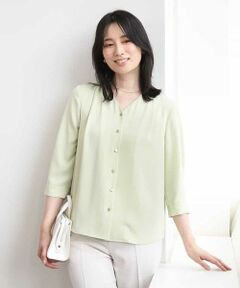 OFUON / オフオン シャツ・ブラウス | サテンジョーゼットVネックブラウス/UVカット/接触冷感/洗濯機で洗える/WEB限定サイズあり